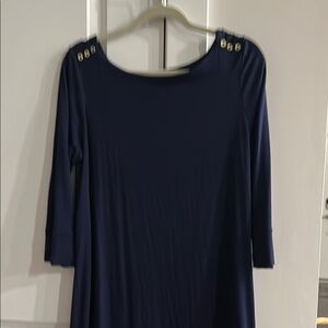 Lilly Pulitzer Navy Blue Dress with Gold Button Accents